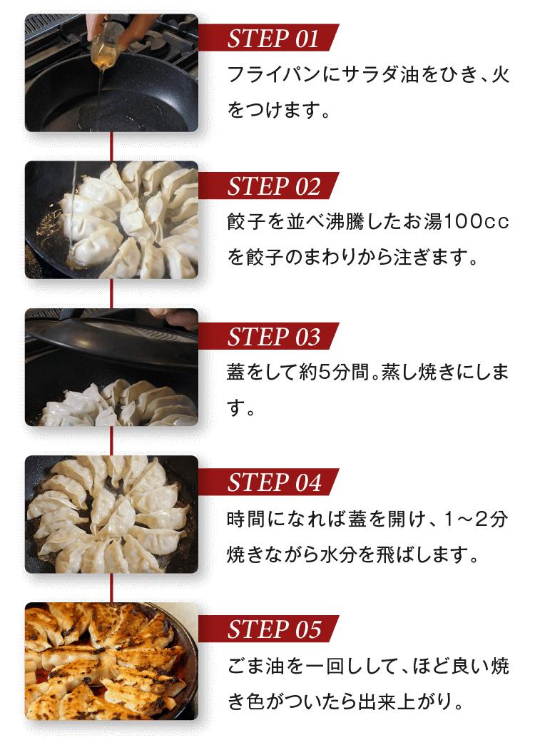 step01 フライパンにサラダ油をひき、火をつけます。